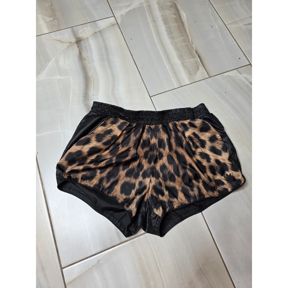 Leopard Print Athletic Shorts - Women's Black/Brown